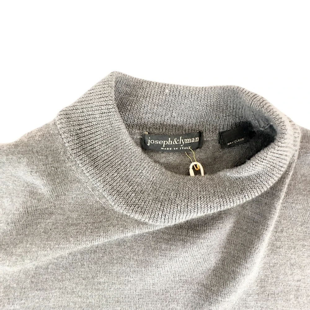 90s/00s Joseph & Lyman Mock Neck Sweater Gray‎ Merino Wool Medium